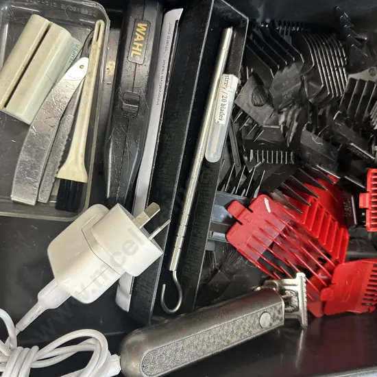 Yokubo Clipper, Razors & Assorted Clipper Guards In Black Tray